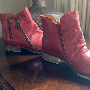 Miz Mooz Red Leather Ankle Boots